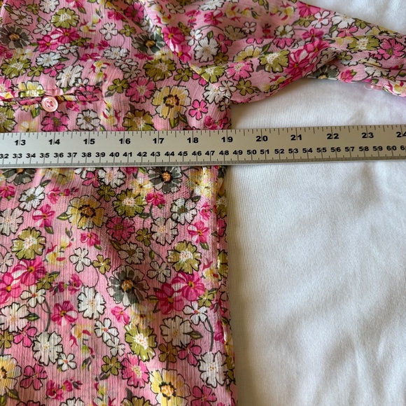 Kut From the Kloth Long Sleeve Sheer Button Up Crepe Blouse Multicolor Pink Sml - Picture 7 of 11